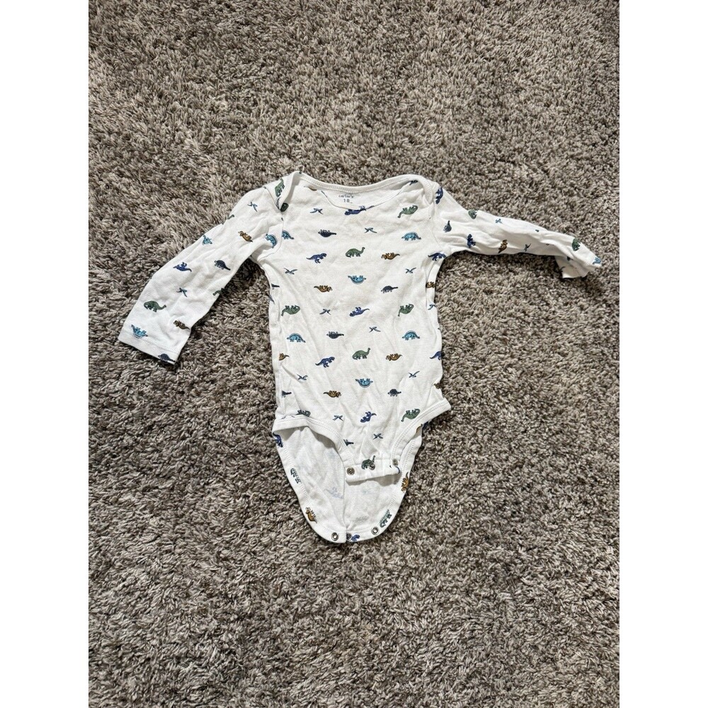 Carter’s Baby Dinosaur Long Sleeve Bodysuit White Size 18 Months